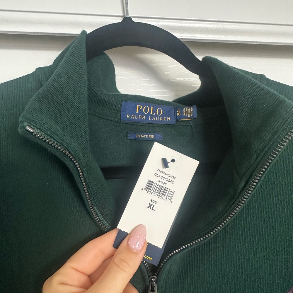 Polo by Ralph Lauren Men's Dark Green Zip-Up Sweater